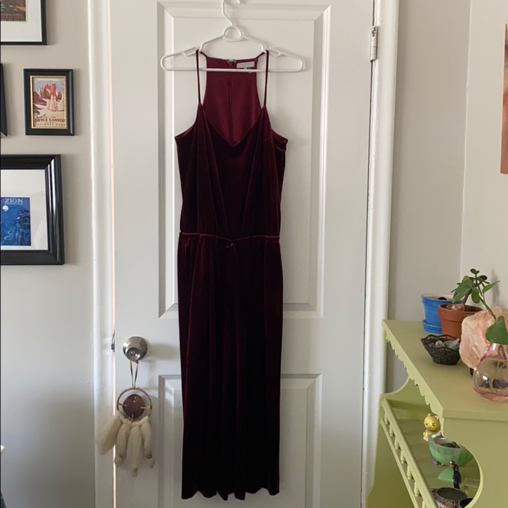 Dark Red Velvet Jumpsuit